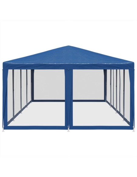 Парти палатка с 12 мрежести странични стени, синя, 8x4 м, HDPE