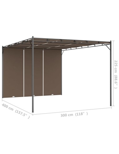 Градинска шатра със странична завеса, 4x3x2,25 м, таупе