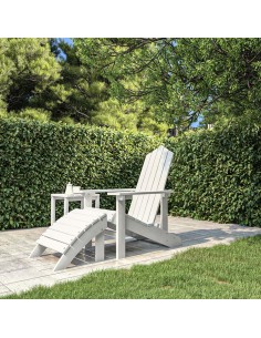 Градински стол Adirondack с табуретка, HDPE, бял