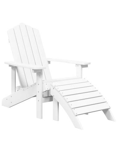 Градински стол Adirondack с табуретка, HDPE, бял