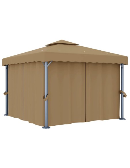 Шатра със завеси, 3x3 м, таупе, алуминий