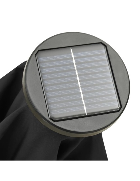 Градински чадър с LED осветление, черен, 200x211 см, алуминий