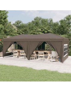 Сгъваема парти шатра със странични стени, таупе, 3x6 м