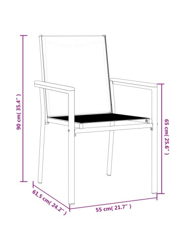 Градински столове 2 бр черни 55x61,5x90 см Textilene и стомана