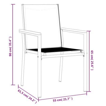 Градински столове 2 бр черни 55x61,5x90 см Textilene и стомана