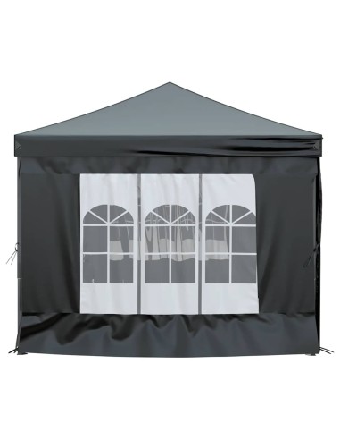 Сгъваема парти шатра със странични стени, черна, 3x6 м