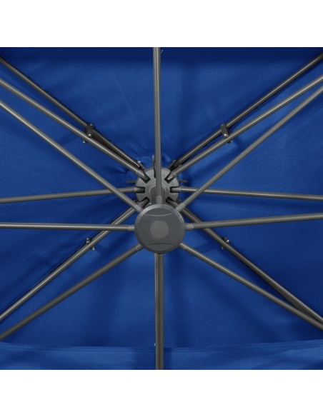 Конзолен градински чадър с двоен покрив, лазурносин, 400x300 см