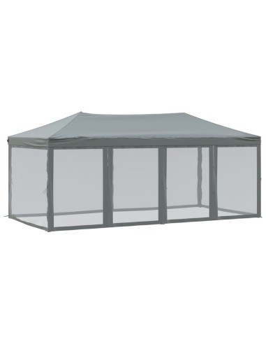 Сгъваема парти палатка със странични стени, антрацит, 3x6 м