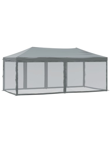 Сгъваема парти палатка със странични стени, антрацит, 3x6 м