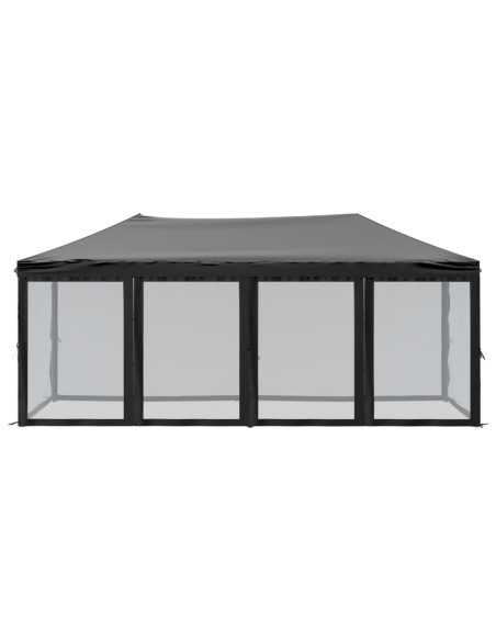 Сгъваема парти палатка със странични стени, черна, 3x6 м