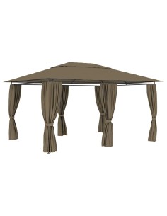 Градинска шатра със завеси, 4x3 м, таупе, 180 г/м²