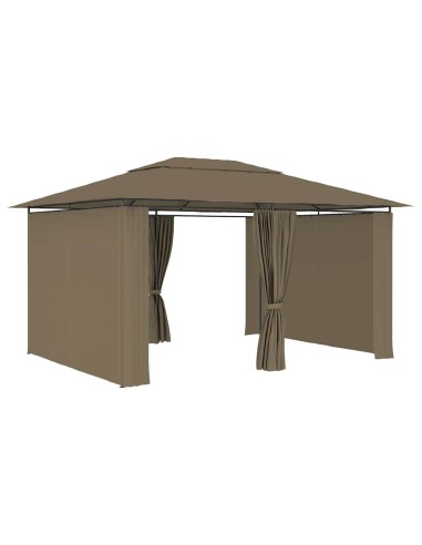 Градинска шатра със завеси, 4x3 м, таупе, 180 г/м²