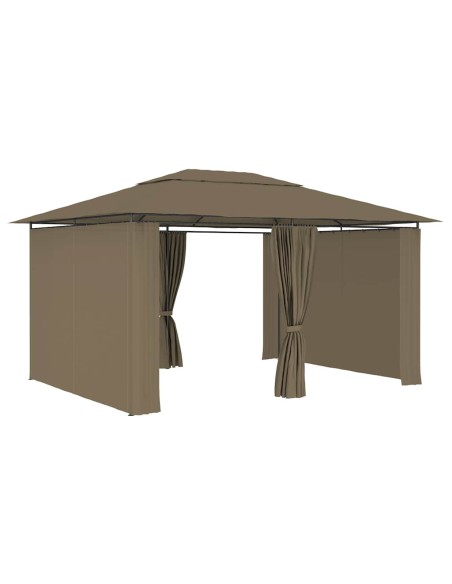 Градинска шатра със завеси, 4x3 м, таупе, 180 г/м²