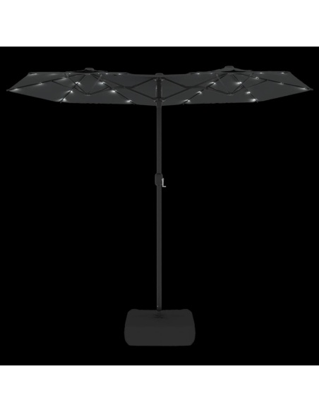 Градински чадър с двоен покрив и LED, антрацит, 316x240 см
