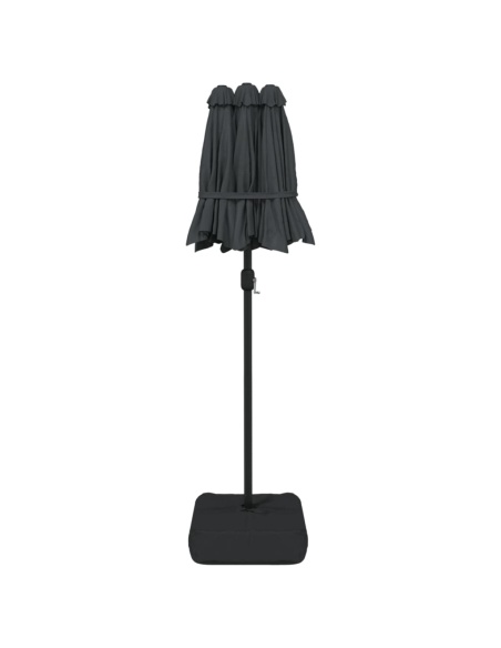 Градински чадър с двоен покрив и LED, антрацит, 316x240 см