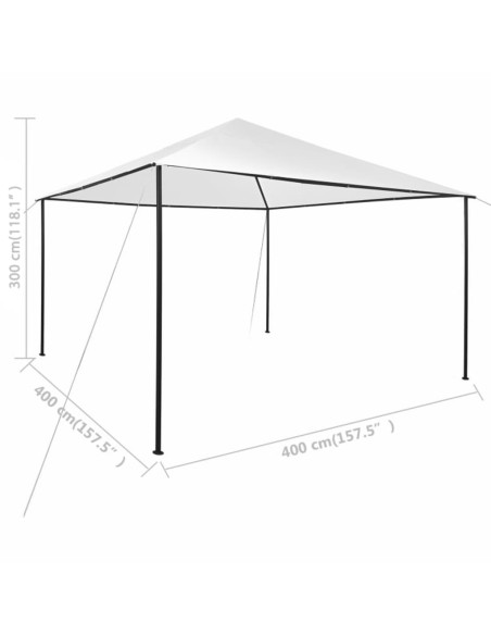 Беседка, 4x4x3 м, бяла, 180 г/м²