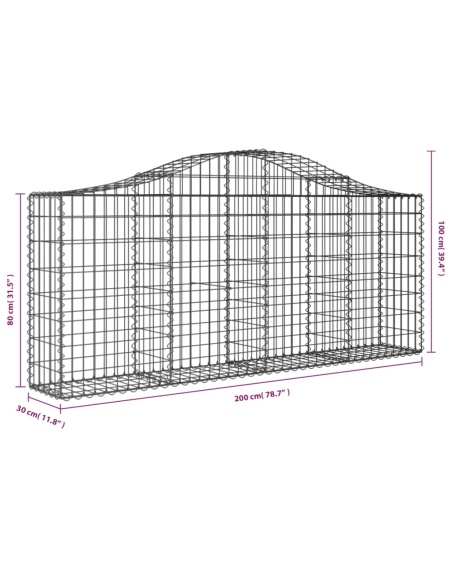 Дъговидна габионна кошница 200x30x80/100 см поцинковано желязо