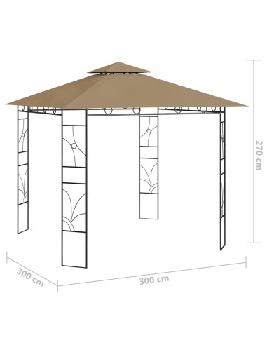 Беседка, 3x3x2,7 м, таупе, 160 г/м²