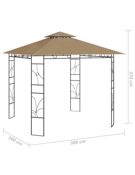 Беседка, 3x3x2,7 м, таупе, 160 г/м²