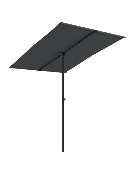 Градински чадър с алуминиев прът, 2x1,5 м, черен