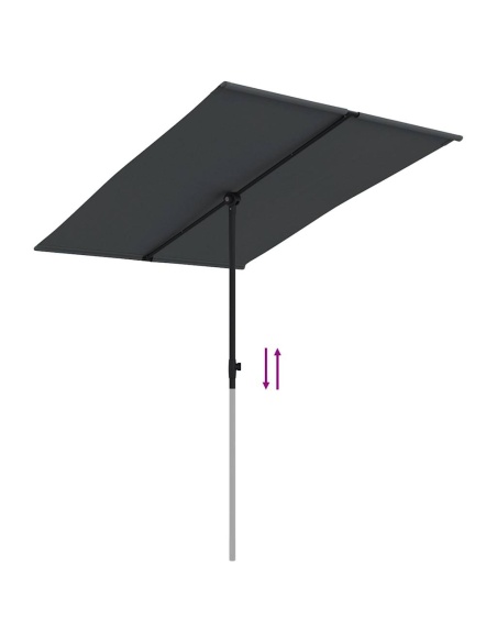 Градински чадър с алуминиев прът, 2x1,5 м, черен