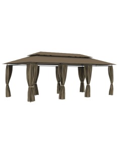 Шатра със завеси, 600x298x270 см, таупе, 180 г/м²