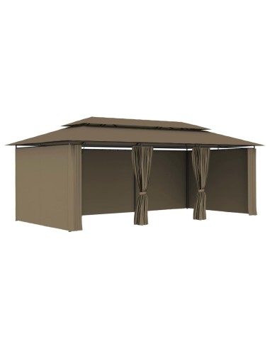 Шатра със завеси, 600x298x270 см, таупе, 180 г/м²