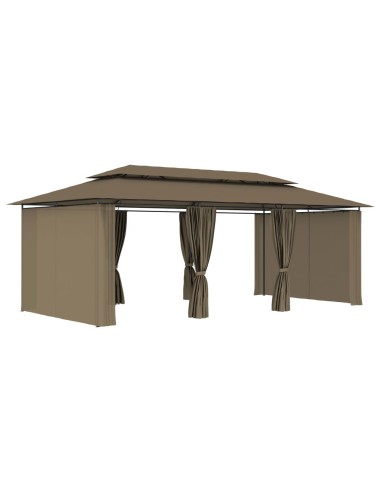 Шатра със завеси, 600x298x270 см, таупе, 180 г/м²