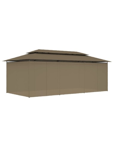 Шатра със завеси, 600x298x270 см, таупе, 180 г/м²