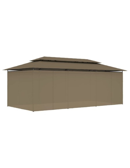 Шатра със завеси, 600x298x270 см, таупе, 180 г/м²
