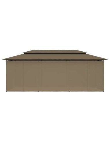 Шатра със завеси, 600x298x270 см, таупе, 180 г/м²