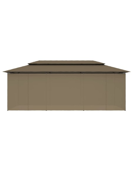Шатра със завеси, 600x298x270 см, таупе, 180 г/м²