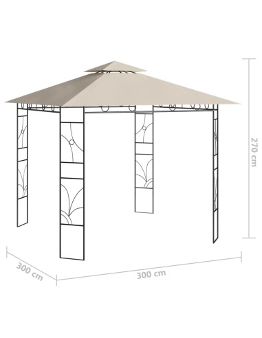 Беседка, 3x3x2,7 м, кремава, 160 г/м²