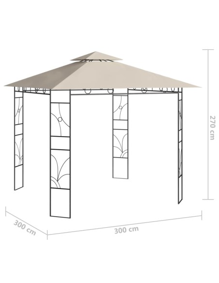 Беседка, 3x3x2,7 м, кремава, 160 г/м²