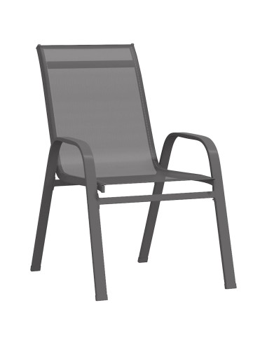 Стифиращи градински столове, 2 бр, сиви, тъкан textilene
