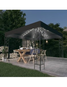 Шатра с LED светещи стрингове 3х3 м антрацит