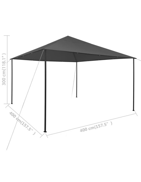 Беседка, 4x4x3 м, антрацит, 180 г/м²