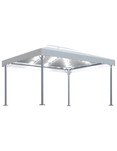 Шатра с LED светещи стрингове, 400x300 см, кремава, алуминий