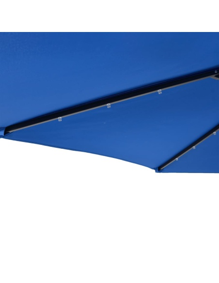 Градински чадър с LED и стоманен прът лазурносин 225x225x212 см
