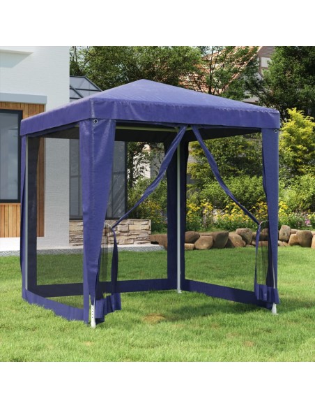 Парти палатка с 4 мрежести странични стени, синя, 2x2 м, HDPE