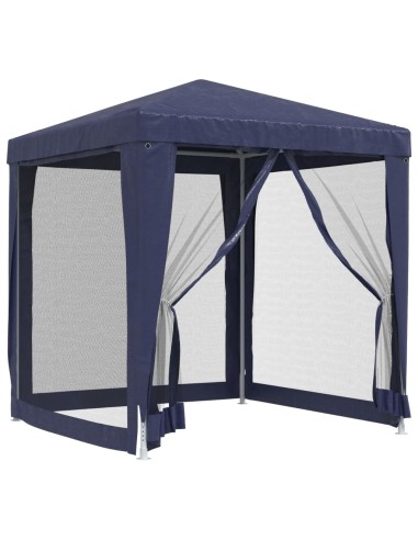 Парти палатка с 4 мрежести странични стени, синя, 2x2 м, HDPE