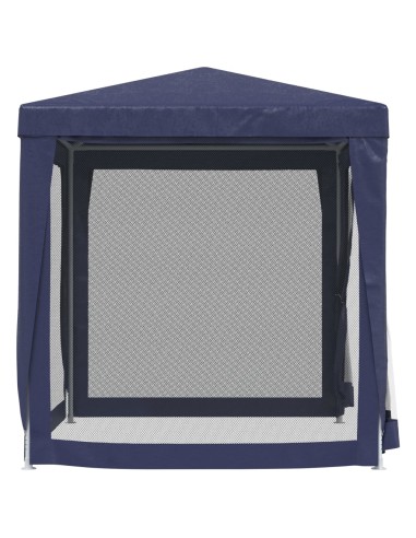 Парти палатка с 4 мрежести странични стени, синя, 2x2 м, HDPE