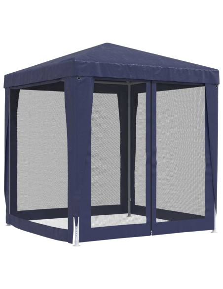 Парти палатка с 4 мрежести странични стени, синя, 2x2 м, HDPE