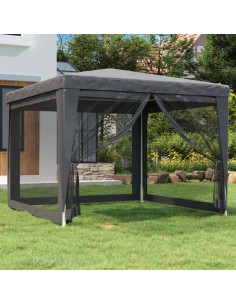 Парти палатка с 4 мрежести странични стени антрацит 3x3 м HDPE