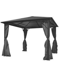 Шатра със завеси, антрацит, алуминий, 300х300 см