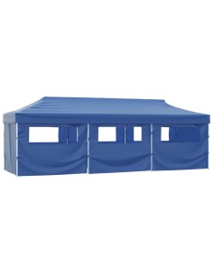 Сгъваема шатра с 8 странични стени, 3x9 м, синя