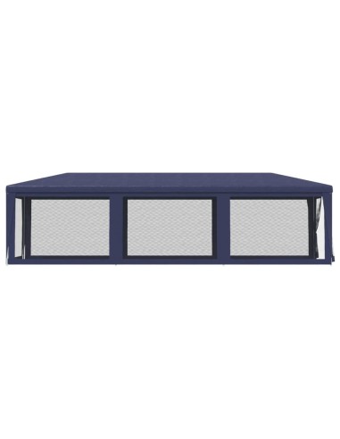 Парти палатка с 8 мрежести странични стени, синя, 3x9 м, HDPE