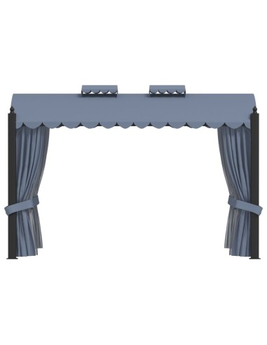 Градинска шатра със завеси, 3x4 м, антрацит, стомана