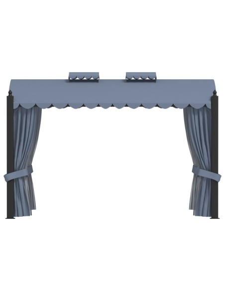 Градинска шатра със завеси, 3x4 м, антрацит, стомана
