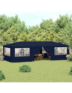 Професионална парти шатра със стени 4x9 м синя 90 г/м²